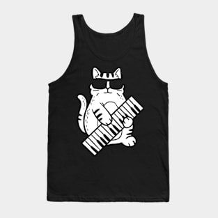 Cat Piano Keyboard Player Tank Top